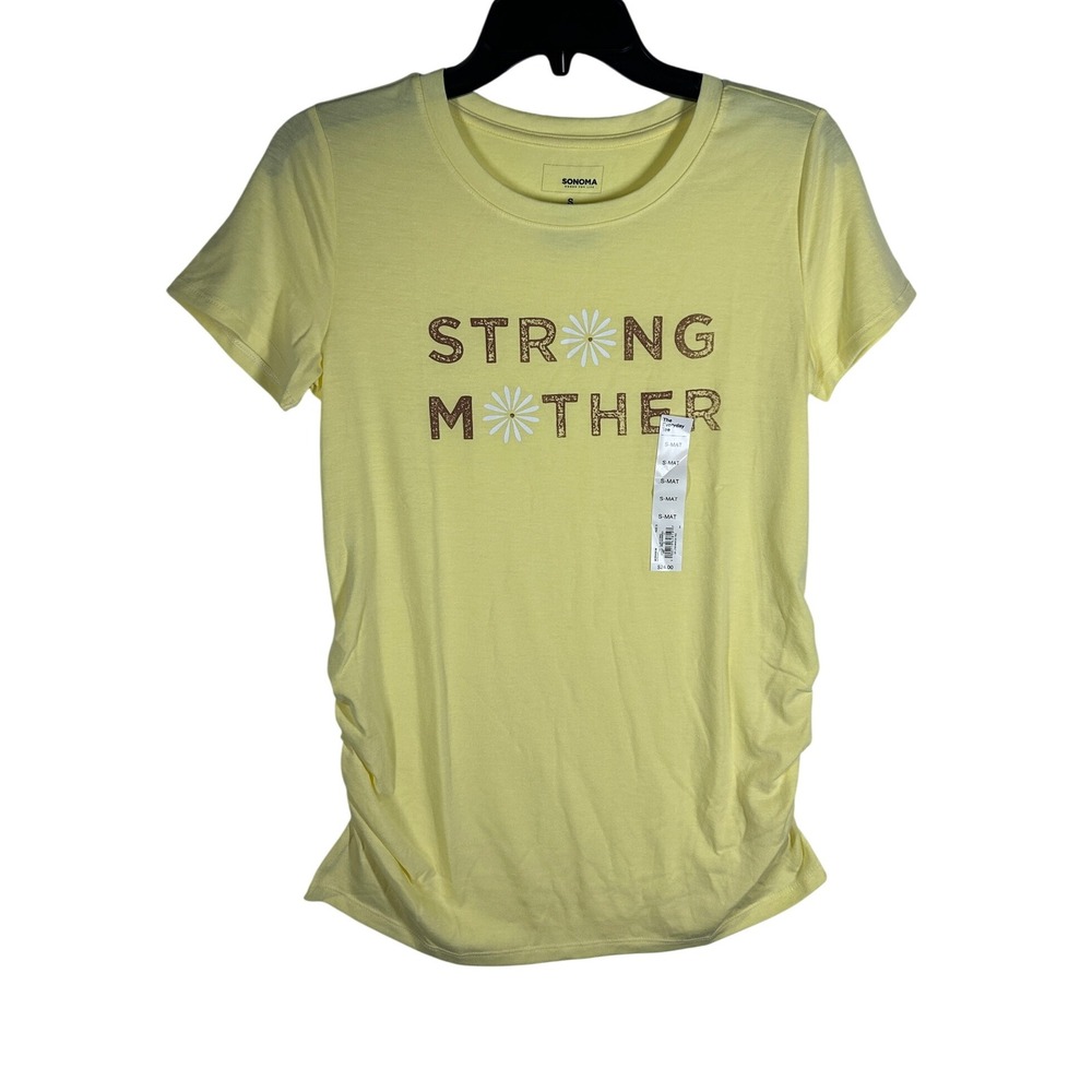 Sonoma Maternity Yellow Strong Mother‎ Graphic Tee T-Shirt Womens Small